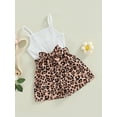 thumbnail image 3 of Franhais Kid Girl Sleeveless Romper, Dot/Floral/Leopard Printed Patchwork Sling Playsuit with Belt, 3 of 8