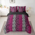 thumbnail image 2 of Homewish Fashion Cheetah Print Bedding Comforter Set 7pcs, Wildlife Leopard Lover King Bedding Sets, Modern Art Pink Polkadots Reversible Bed Sheets, Microfiber Bedroom Decor, 2 of 7