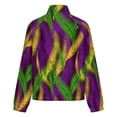 thumbnail image 6 of Jackets for Women Winter Coat Jackets Flannel Stand Collar Jacket(Violet And Green Festive Mardi Gras Carnival Palm Leaves,Size:S-4XL), 6 of 7
