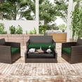 thumbnail image 7 of Snubbull 3 Pack Outdoor Replacement Cushions for 4-Seater Wicker Rattan Loveseat Sofa Chair Patio Furniture, 36 x 18 x 3,18 x 18 x 3, Green, 7 of 7