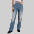 thumbnail image 2 of Mepaouo Women's Wide Leg Jeans Casual High Waisted Stretch Baggy Loose Denim Pants(Blue,L), 2 of 9