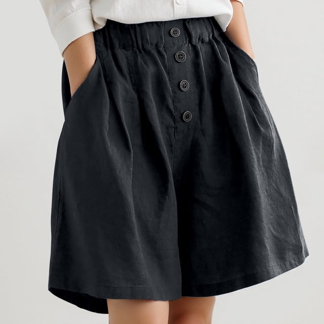 WILLBEST Pantalones Casuales para Mujer, Pantalones Cortos de Pierna Ancha, Cómodos, de Moda, Holgados, Hasta La Rodilla, para Uso Diario. Extra Grande