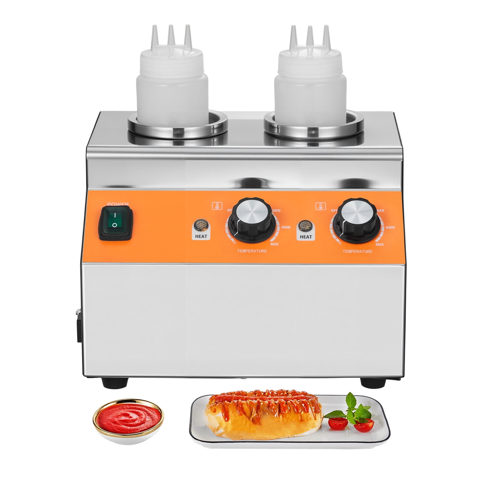 KFFKFF Electric Bottle Warmer With Adjustable Temperature 0.8L*2 Plastic Bottle Nacho Cheese Sauce Warmer
