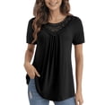 thumbnail image 6 of GingDin Women's Plus Size Summer Tops Short Sleeve Lace Pleated Blouses Tunic Tops m-4xl, 6 of 9