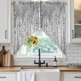 thumbnail image 4 of Gray Grey Forest Kitchen Window Curtains, Swag Curtains Valance for Bedroom Living Room Bathroom, Grey Modern Art Oil Painting Rod Pocket Window Treatment Curtain Block Drapes 2 Panels 36"x45", 4 of 9