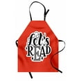 thumbnail image 1 of Book Apron, Lets Read Inspirational and Words Print on Vibrant Red Background, Unisex Kitchen Bib with Adjustable Neck for Cooking Gardening, Adult Size, Red Black White, by Ambesonne, 1 of 4