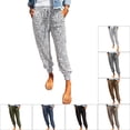 thumbnail image 1 of Womens Leopard Print Pants, Drawstring Elastic Waist Lounge Pants With Pockets, Women Jogger Pants, 1 of 6