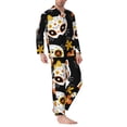 thumbnail image 3 of Bingfone Men'S Pajama Set 2 Piece Loungewear Pjs, Long Sleeve With Pajama Pants-Cat Skulls And Flowers, 3 of 9