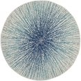 thumbnail image 3 of Safavieh Evoke Collection EVK228A Abstract Burst Non-Shedding Stain Resistant Living Room Bedroom Area Rug, 4' x 4' Round, Royal / Ivory, 3 of 4