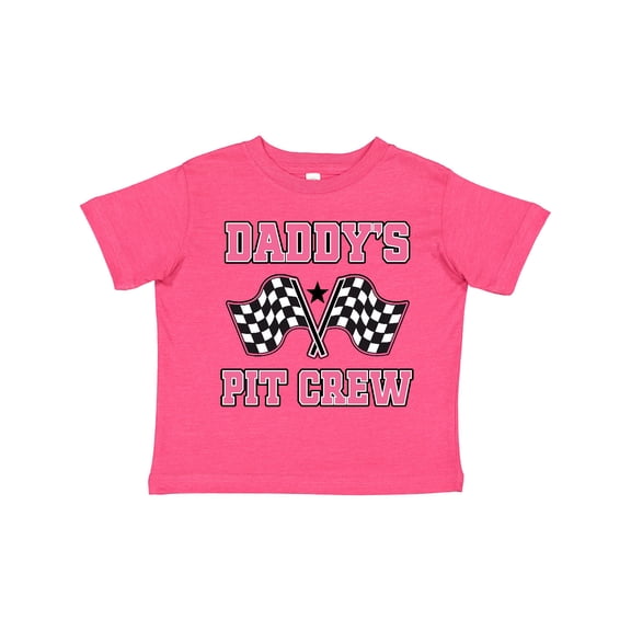 Inktastic Daddy's Pit Crew Design with Checkered Flags Girls Toddler T-Shirt