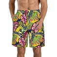 thumbnail image 2 of Uemuo Colrful Tropical Leaves Pattern Men's Swim Trunks Hawaiian Beach Bathing Suit Swimsuits Beach Quick-Dry Shorts with Pockets-3X-Large, 2 of 9