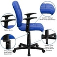 thumbnail image 6 of BizChair Mid-Back Blue Quilted Vinyl Swivel Task Office Chair with Arms, 6 of 13