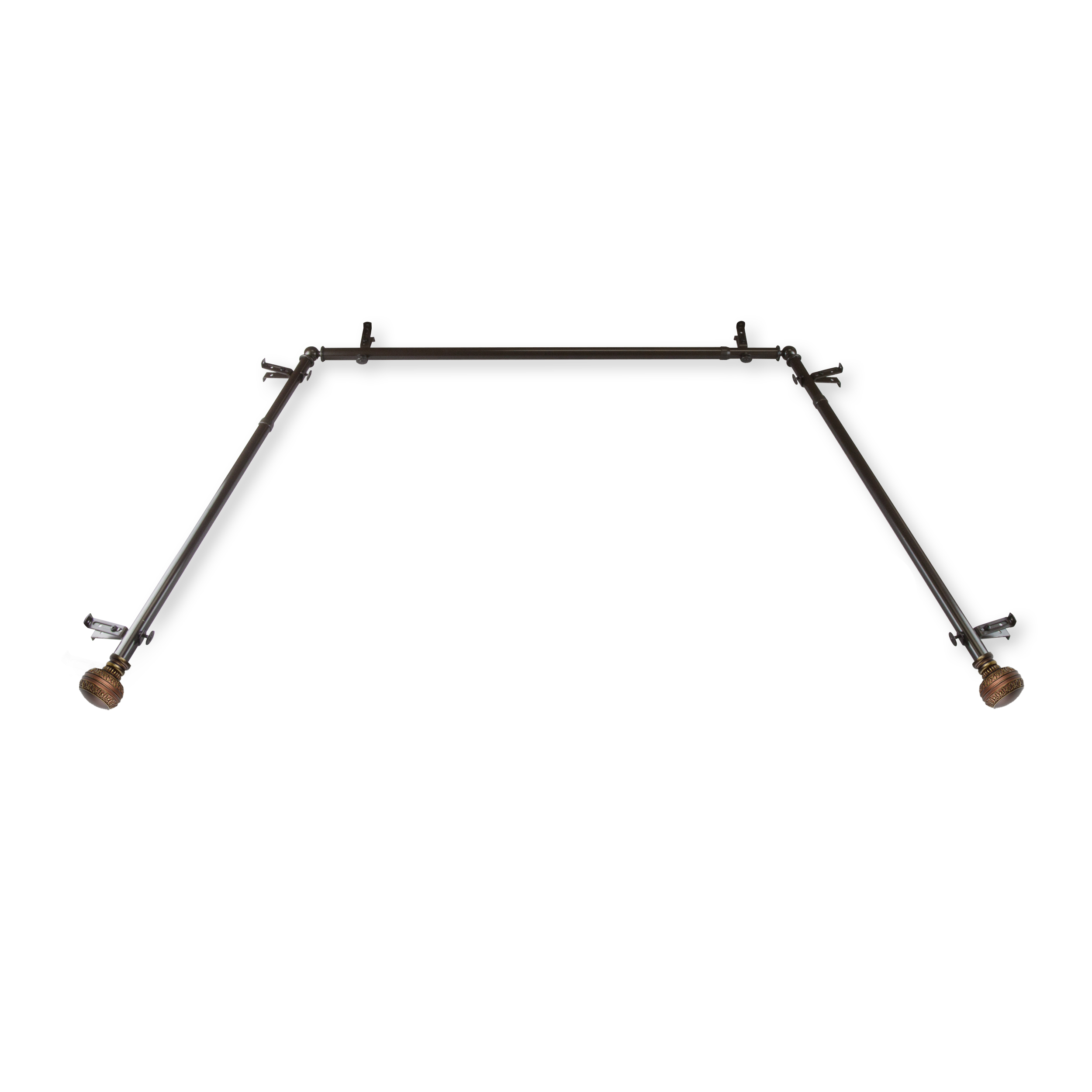 Virgil 13/16" Bay Window curtain rod 20"-36", 38"-72" - Cocoa