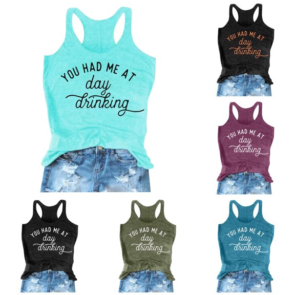 xfsWaSs Tank Tops for Women Graphic Tees Sleeveless T Shirts Casual Summer Letter Printed Round Neck Tank Top Lightweight Tshirts