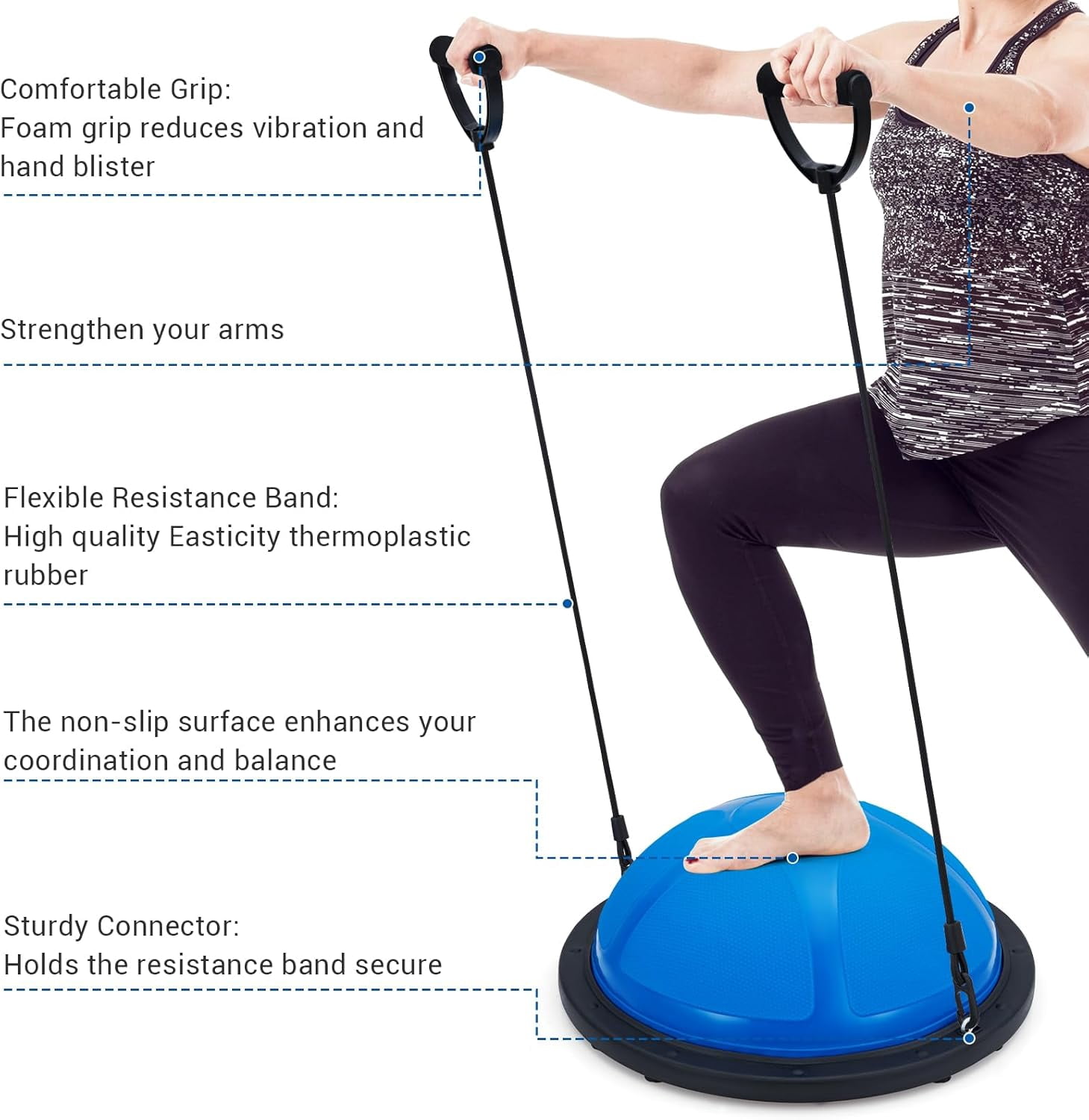 23in  Ball with Resistance Bands and Pump for  Strength and Stability Training