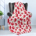 thumbnail image 4 of Fruits Soft Flannel Fleece Blanket, Hand Painted Watercolor Art Style Apples with Green Leaves Harvest Season, Cozy Plush for Indoor and Outdoor Use, 70" x 90", Dark Coral Green White, by Ambesonne, 4 of 5