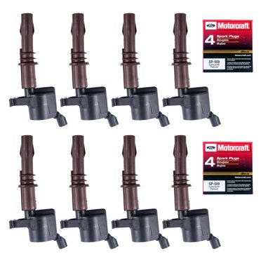 Ford F150 4.6 5.4L Complete Tune-Up Kit: 8x DG521 Ignition Coils + 8x Motorcraft SP509 Spark Plugs