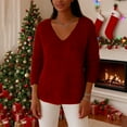 thumbnail image 4 of Fleece Pullover Women Fuzzy Cozy Sweaters for Women V Neck Sweatshirts Thermal Warm Oversized Tops, 4 of 6