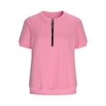 thumbnail image 6 of Hrsba Women Sweatshirts Crew Neck Quarter Zip Short Sleeve Loose Casual Pullover Light Daily Fashion Top Sweatshirt, 6 of 8