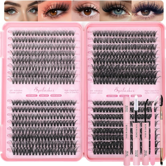 Kit de racimos de pestañas OLLAVO, 640 unidades, extensiones de 9 a 16 mm, rizo en D