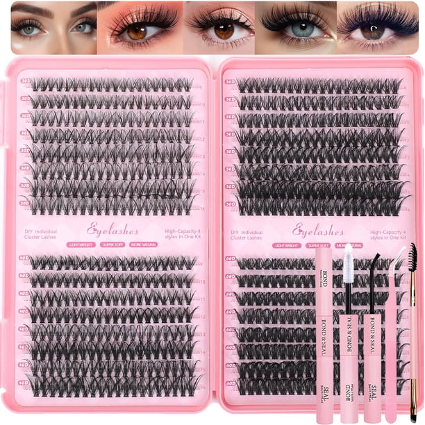 Kit de racimos de pestañas OLLAVO, 640 unidades, extensiones de 9 a 16 mm, rizo en D