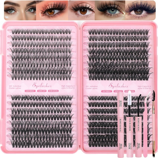 Kit de racimos de pestañas OLLAVO, 640 unidades, extensiones de 9 a 16 mm, rizo en D