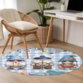 thumbnail image 4 of Summer Gnomes Nautical Round Area Rug 4Ft Washable Circle Rugs for Bedroom Dining Room, Blue Coastal Buffalo Plaid Non-Slip Carpet Floor Mats Indoor Outdoor Carpet Runner Aesthetic Home Decor, 4 of 8