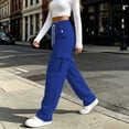 thumbnail image 4 of Kctiaxy Sweatpants Women Elastic Waist Drawstring Straight Wide Leg Pants Solid Fashion Loose Cargo Pants, 4 of 7