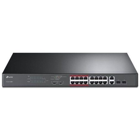 UPC: 0845973099824 | TP-Link 16 Port 10/100Mbps Fast Ethernet PoE Switch | 16 PoE+ Ports @194W  w/ 2 Uplink Gigabit Ports + 2 Combo SFP Slots | Plug & Play | Lifetime Protection | Extend Mode | Priority Mode (TL-SL1218MP)