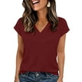 thumbnail image 2 of UAMVSH Womens Tops Summer Casual Cap Sleeve T-Shirt Loose Fit Soft V Neck Tunic Shirts Spring Outfits Fashion Clothing, 2 of 6