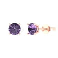thumbnail image 2 of 1.5 Ct Round Cut Studs Purple Alexandrite 18K Rose Solid Solid Gold Everyday Dainty Earrings Push Back, 2 of 7