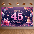 thumbnail image 6 of Pink Style 45th Birthday Banner Butterfly Decor Backdrop Glittery Numbers Balloon Elements Birthday Celebration Display for 45th Birthday Party Indoor Party Decoration Birthday Photo Shoot, 6 of 9