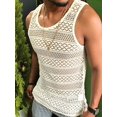 thumbnail image 4 of Men See Through Vest Crewneck Sleeveless Tank Tops Shirts Cream White M, 4 of 7