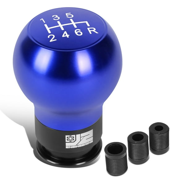 J2 Engineering Universal Blue Manual Car Shifter Knob Aluminum Teardrop Shape Remove Thread Base with Adapter J2-SK-003-BL