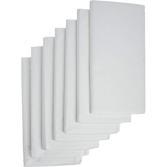 Linette 7 Piece 3-Ply Table Cover Absorbent Waterproof Plastic Back, White, 7 Count