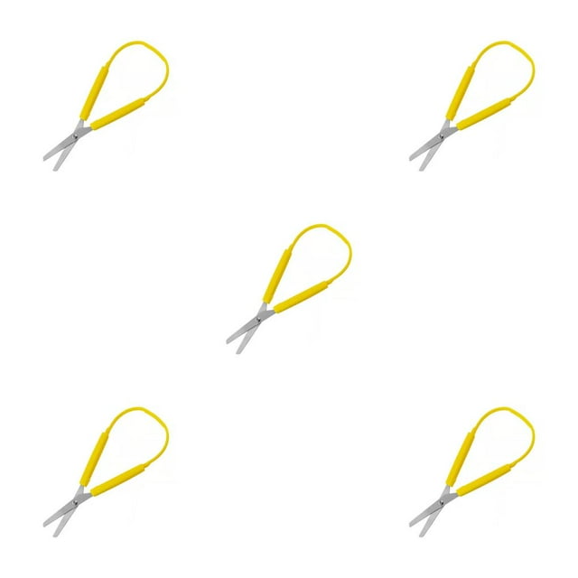 bedienty Safety Scissor Sturdy Stainless Steel Supplies Design Stationery Scissors Self-Opening DIY Crafting Tool Paper Shear Yellow 5Set