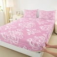 thumbnail image 3 of Manfei Vintage Damask Twin Sheet Sets,Boho Flower Twin Fitted Sheet,Pink Victorian Floral Flat Sheet For Girl Kids,Breathable Bedroom Decorative,3-Piece, 3 of 7