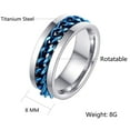 thumbnail image 6 of Udolfly Mens Fidget Rings Anxiety Spinner Rings for Men Classic Chain Rings for Women Adults Titanium Steel Ring Blue Size 14, 6 of 7