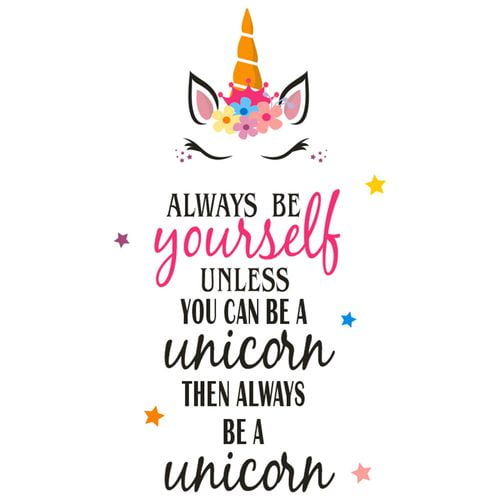 AkoaDa Art Decals Vinyl Removable Wall Stickers Unicorn Face with Quote - Always Be Yourself Unless You are Be A Unicorn for Living Room Bedroom Girls Bedroom