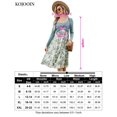 thumbnail image 5 of Yesfashion Women's Long Sleeve Vintage Floral Patchwork Dress Flared A-line Swing Casual Party Midi Dress, 5 of 5