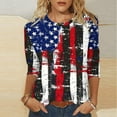 thumbnail image 2 of GERsome Womens American Flag T Shirts 4th of July Patriotic Tops Crewneck 3/4 Sleeve Graphic Shirts Loose Fit USA Veteran Summer Tees S-2XL, 2 of 4