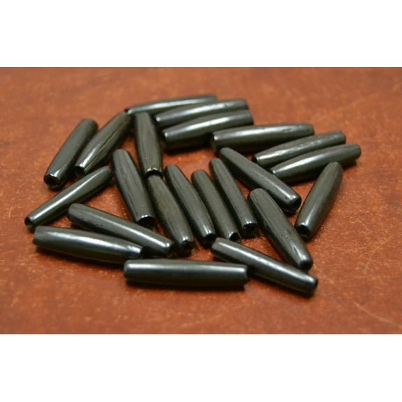 100 Pcs Black Buffalo Bone Tube Hair Pipe Chockers Beads 1"