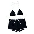 thumbnail image 2 of YHAJDS Womens 2 Piece Swimsuit High Waist Bikini Set Black White Side, 2 of 5