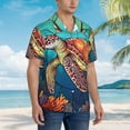 thumbnail image 2 of Lsque Sea Turtle in Coral pattern Hawaiian Shirt for Men, Unisex Summer Beach Casual Short Sleeve Button Down Shirts-Medium, 2 of 9