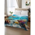thumbnail image 2 of Turtle California King Size Flat Sheet, Wrinkleproof & Fadeproof Cooling Flat Bed Sheet Only, Shark Ocean Coral Underwater Scenery Sea Breathable Soft Bedding Top Sheets 108 x 98 Inches, 2 of 8