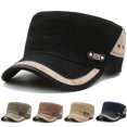 thumbnail image 4 of Sombrero plano informal de estilo militar para jóvenes, para primavera y otoño, para el sol, para actividades al aire libre, con ala corta, para hombre, 4 of 6