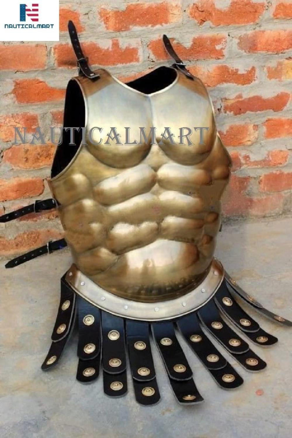 Medieval Roman Greek Muscle Body Armor Cuirass Brass Finish 