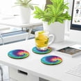 thumbnail image 7 of Colorful Tie Dye Design Swirl02 Drinks Coasters, Non-Scratch Cork Base Round Cups Mats for for Wooden Coffee Table, Cool Housewarming Gift for Home Decor, 7 of 7