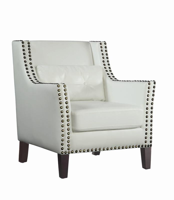 Upholstered Accent Chair with Nailhead Trim White