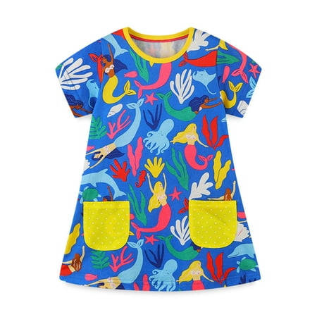 

Aolyty Little Girls Summer Dress Underwater World Sundress 7T